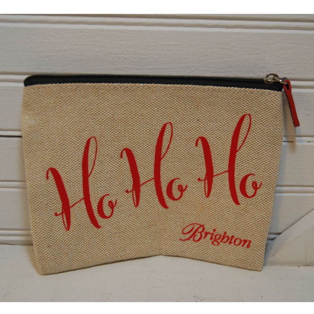 Brighton Make Up Bag Christmas Holiday Ho Ho Ho Canvas Zipper Pouch mini